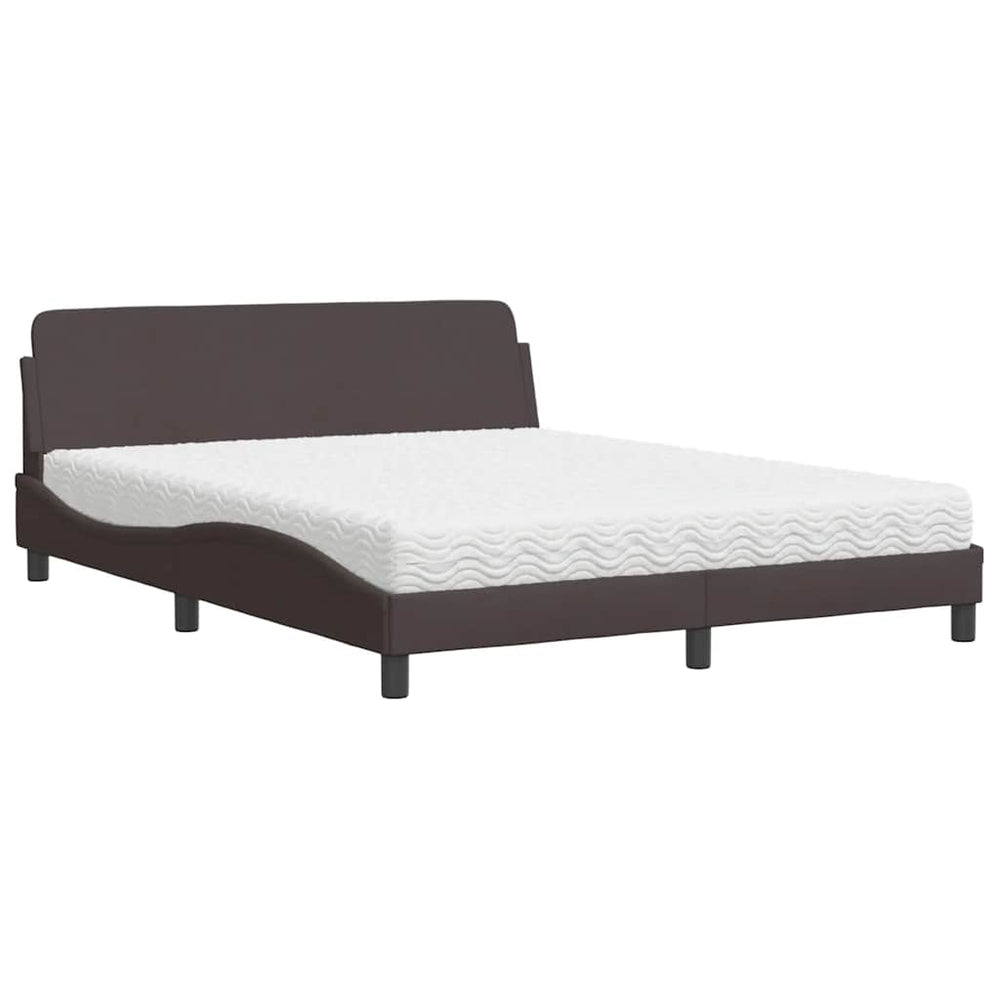 Bett mit Matratze Dunkelbraun 160x200 cm