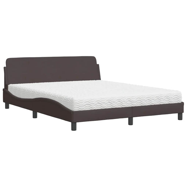 Bett mit Matratze Dunkelbraun 160x200 cm