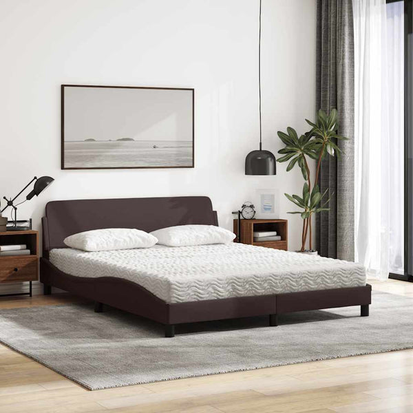 Bett mit Matratze Dunkelbraun 160x200 cm