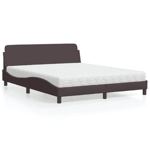 Bett mit Matratze Dunkelbraun 160x200 cm