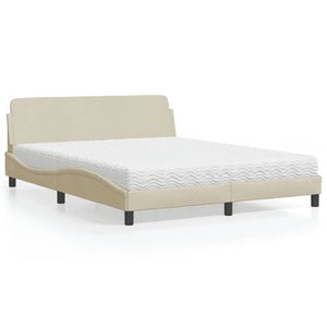 Bett mit Matratze Creme 160x200 cm