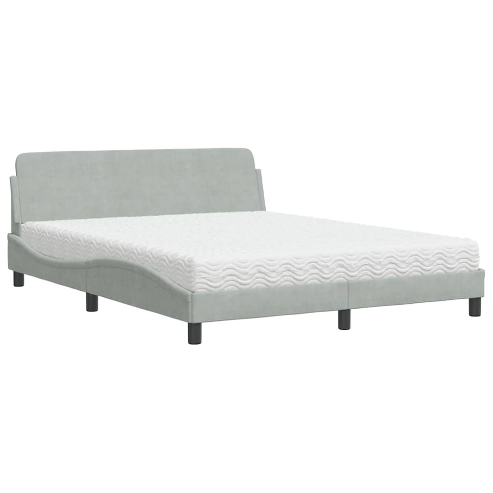 Bett mit Matratze Dover Hellgrau Samt 160x200 cm