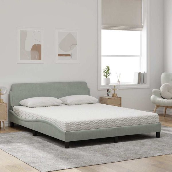 vidaXL Bed with Mattress "Dover" Light Grey 160x200 cm Velvet