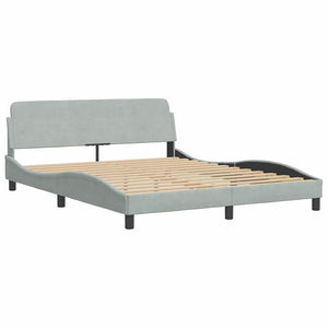 vidaXL Bed with Mattress "Dover" Light Grey 160x200 cm Velvet
