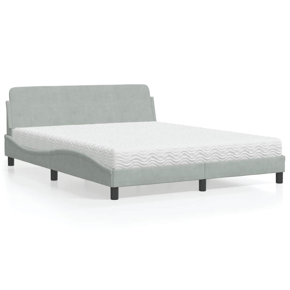 Bett mit Matratze Dover Hellgrau Samt 160x200 cm