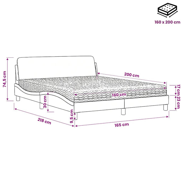 Bett mit Matratze Dover Dunkelgrau 160x200 cm