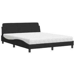 Schwarzes Samtbett mit Matratze 160x200 cm