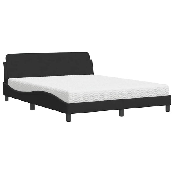 Schwarzes Samtbett mit Matratze 160x200 cm