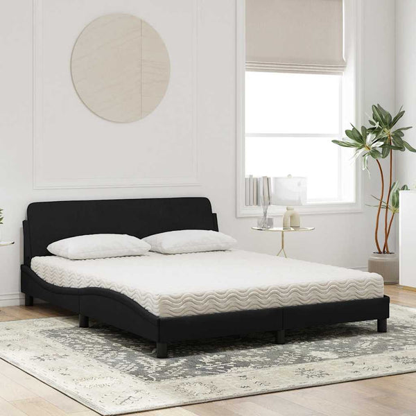 Schwarzes Samtbett mit Matratze 160x200 cm