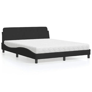 Schwarzes Samtbett mit Matratze 160x200 cm