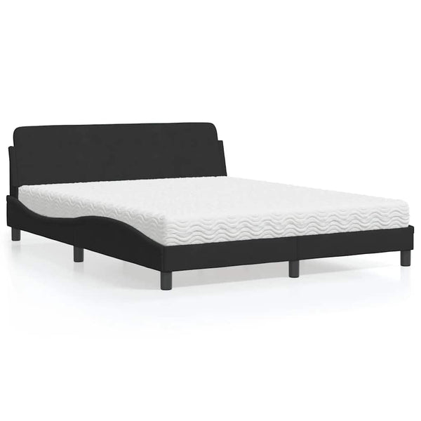 Schwarzes Samtbett mit Matratze 160x200 cm