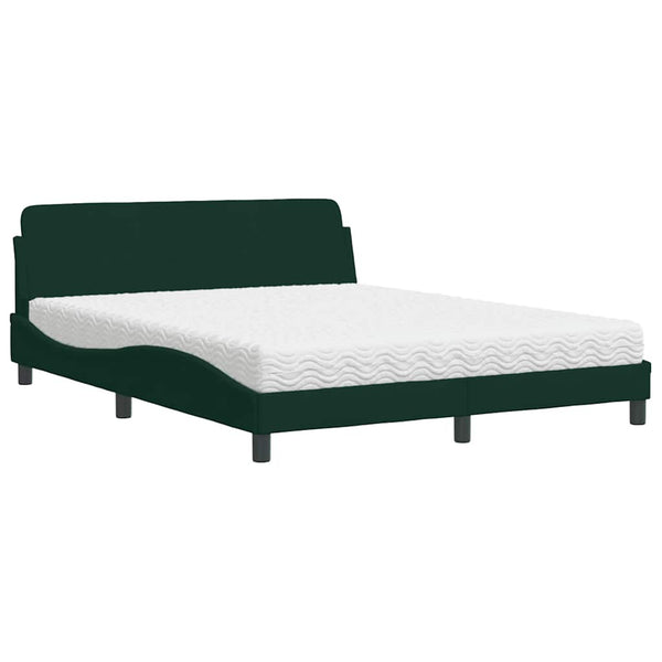 Bett mit Matratze Dover Dunkelgrün 160x200 cm Samt