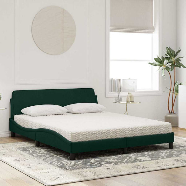 Bett mit Matratze Dover Dunkelgrün 160x200 cm Samt