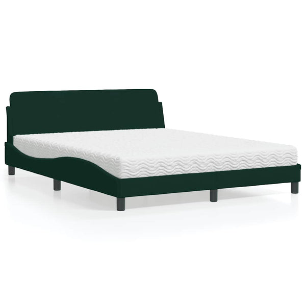Bett mit Matratze Dover Dunkelgrün 160x200 cm Samt