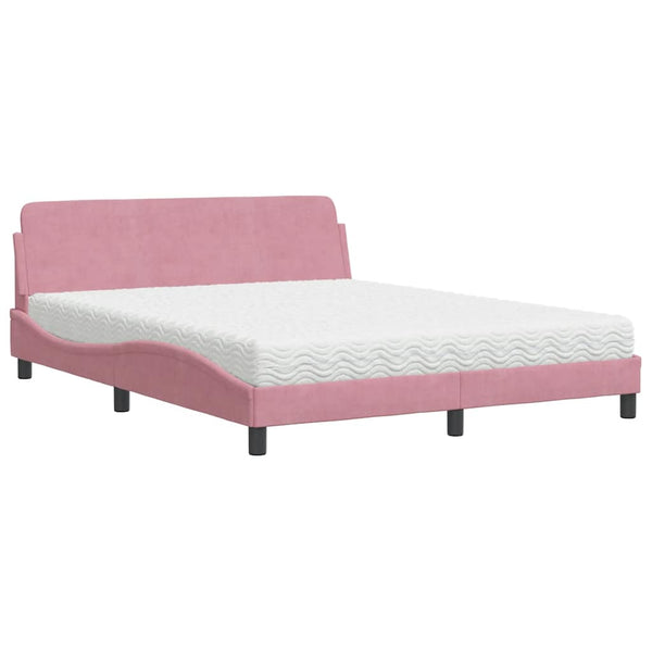 Bett mit Matratze Dover Rosa 160x200 cm Samt