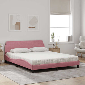 Bett mit Matratze Dover Rosa 160x200 cm Samt