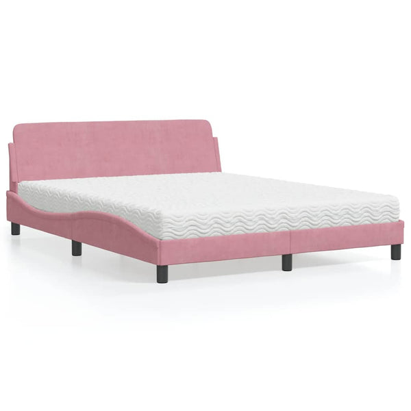 Bett mit Matratze Dover Rosa 160x200 cm Samt