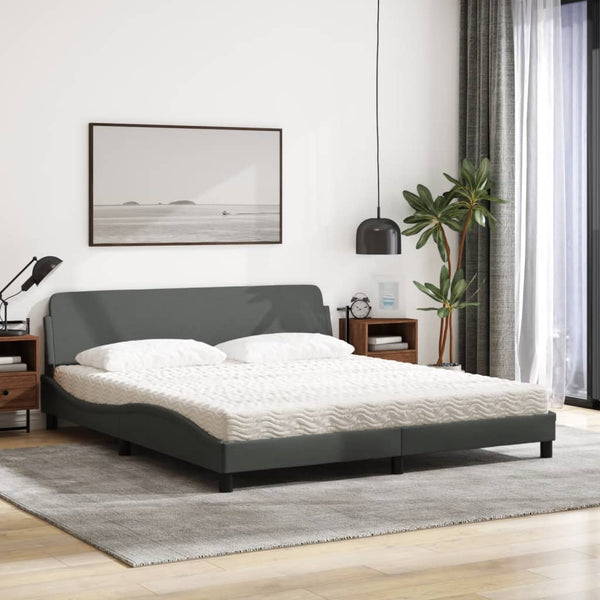 Bett mit Matratze Dunkelgrau 180x200 cm