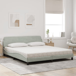 vidaXL Bed with Mattress "Dover" Light Grey 180x200 cm Velvet