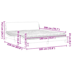 vidaXL Bed with Mattress "Dover" Light Grey 180x200 cm Velvet