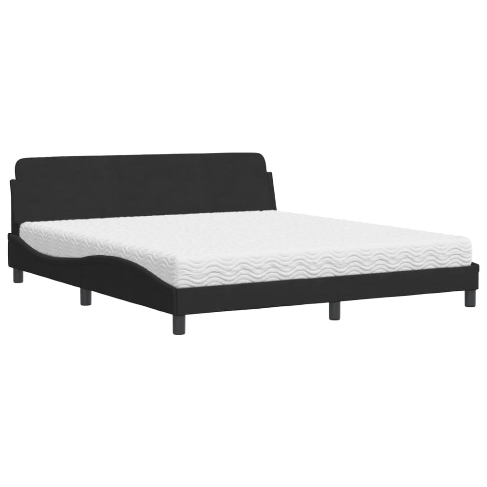 Bett mit Matratze Dover Schwarz 180x200 cm Samt