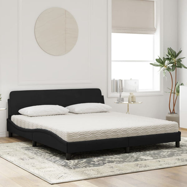 Bett mit Matratze Dover Schwarz 180x200 cm Samt