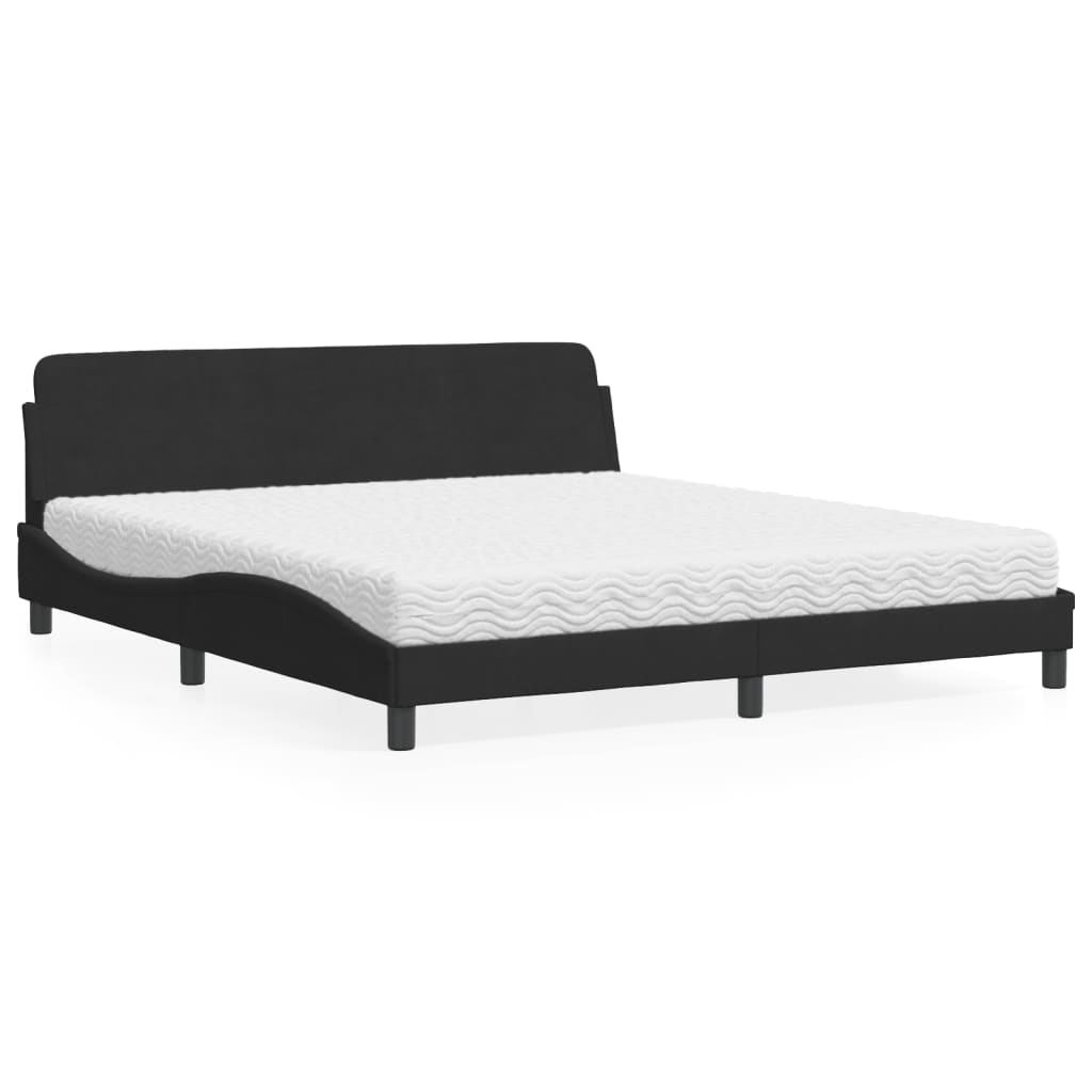 Bett mit Matratze Dover Schwarz 180x200 cm Samt