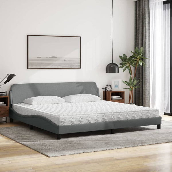 Bett mit Matratze Dover Hellgrau 200x200 cm