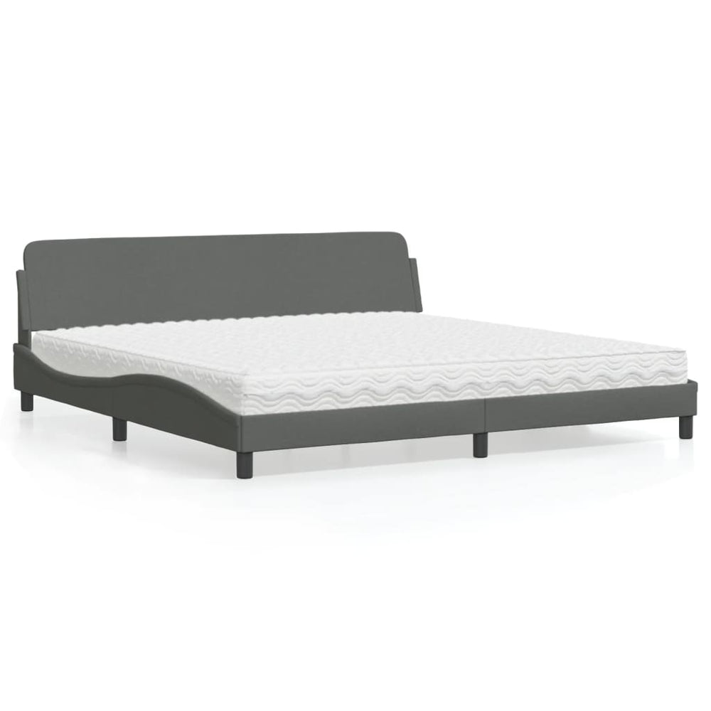 Bett mit Matratze Dunkelgrau 200x200 cm