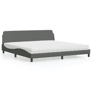 Bett mit Matratze Dunkelgrau 200x200 cm