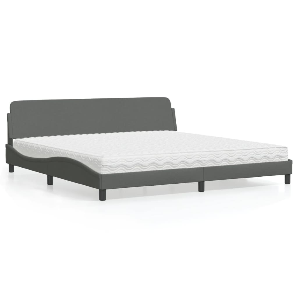 Bett mit Matratze Dunkelgrau 200x200 cm
