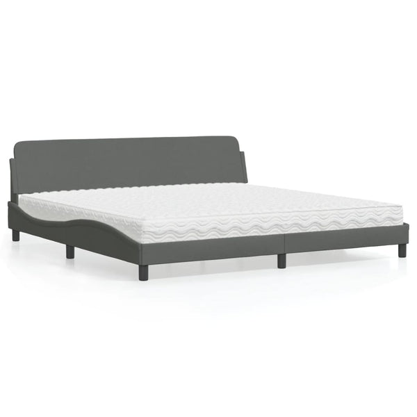 Bett mit Matratze Dunkelgrau 200x200 cm