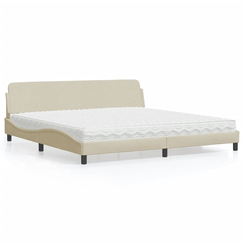 Bett mit Matratze Creme 200x200 cm