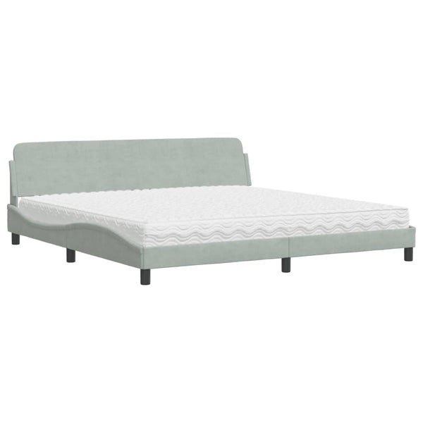 Bett mit Matratze Dover Hellgrau Samt 200x200