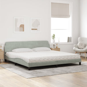Bett mit Matratze Dover Hellgrau Samt 200x200
