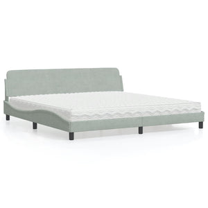 Bett mit Matratze Dover Hellgrau Samt 200x200