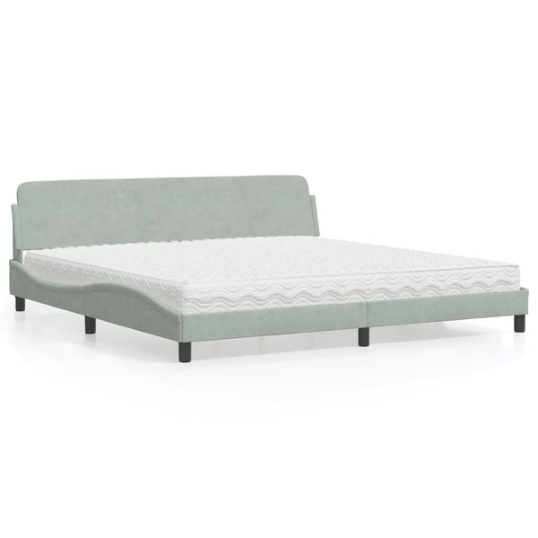 Bett mit Matratze Dover Hellgrau Samt 200x200