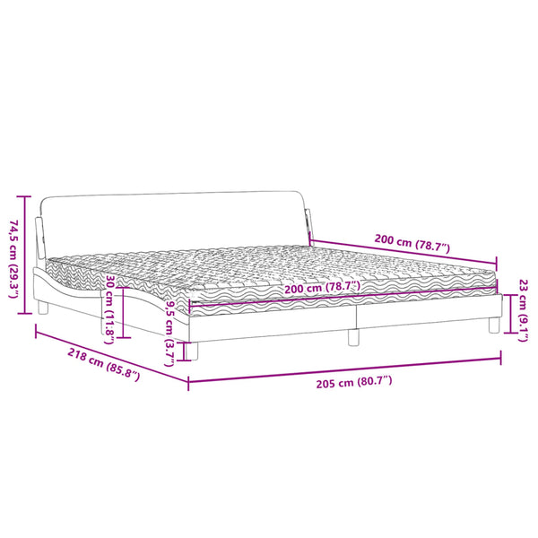 Bett mit Matratze Dover Dunkelgrau 200x200 cm