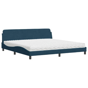 Bett mit Matratze Dover Blau 200x200 cm Samt