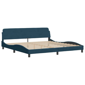 Bett mit Matratze Dover Blau 200x200 cm Samt