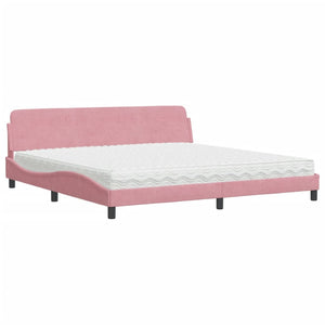 Bett mit Matratze Dover Rosa Samt 200x200 cm