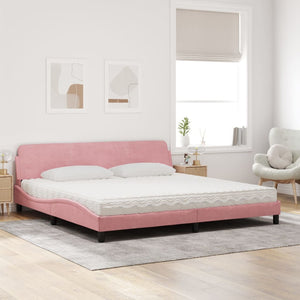 Bett mit Matratze Dover Rosa Samt 200x200 cm
