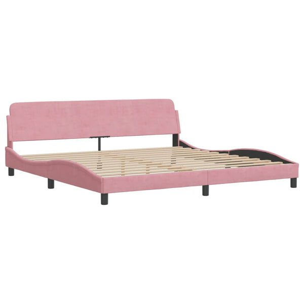 Bett mit Matratze Dover Rosa Samt 200x200 cm