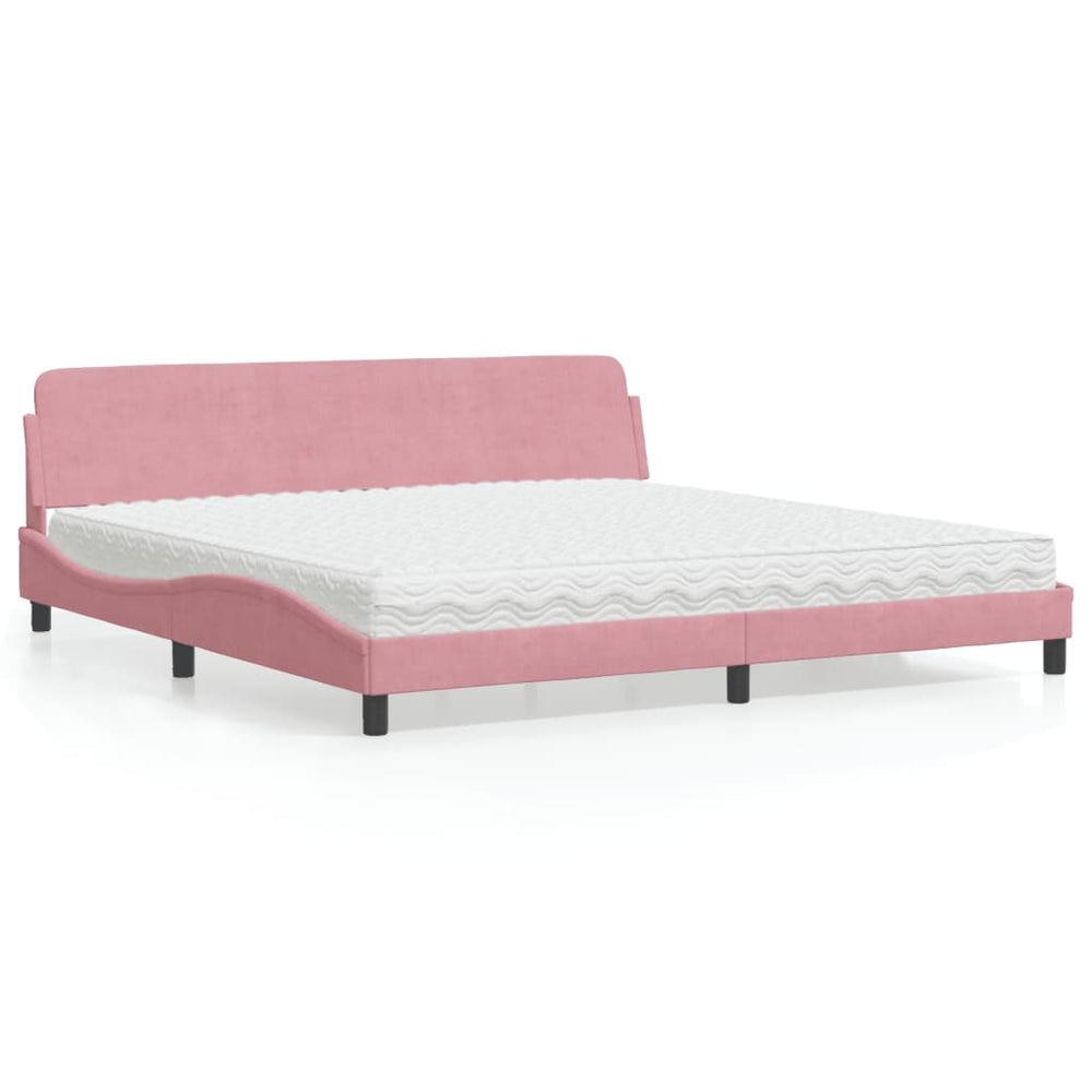Bett mit Matratze Dover Rosa Samt 200x200 cm