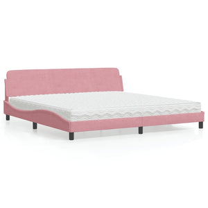 Bett mit Matratze Dover Rosa Samt 200x200 cm