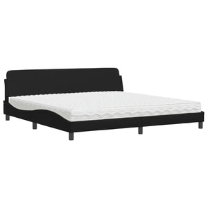 Schwarzes Kunstleder Bett mit Matratze 200x200