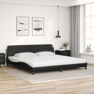 Schwarzes Kunstleder Bett mit Matratze 200x200