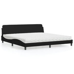 Schwarzes Kunstleder Bett mit Matratze 200x200