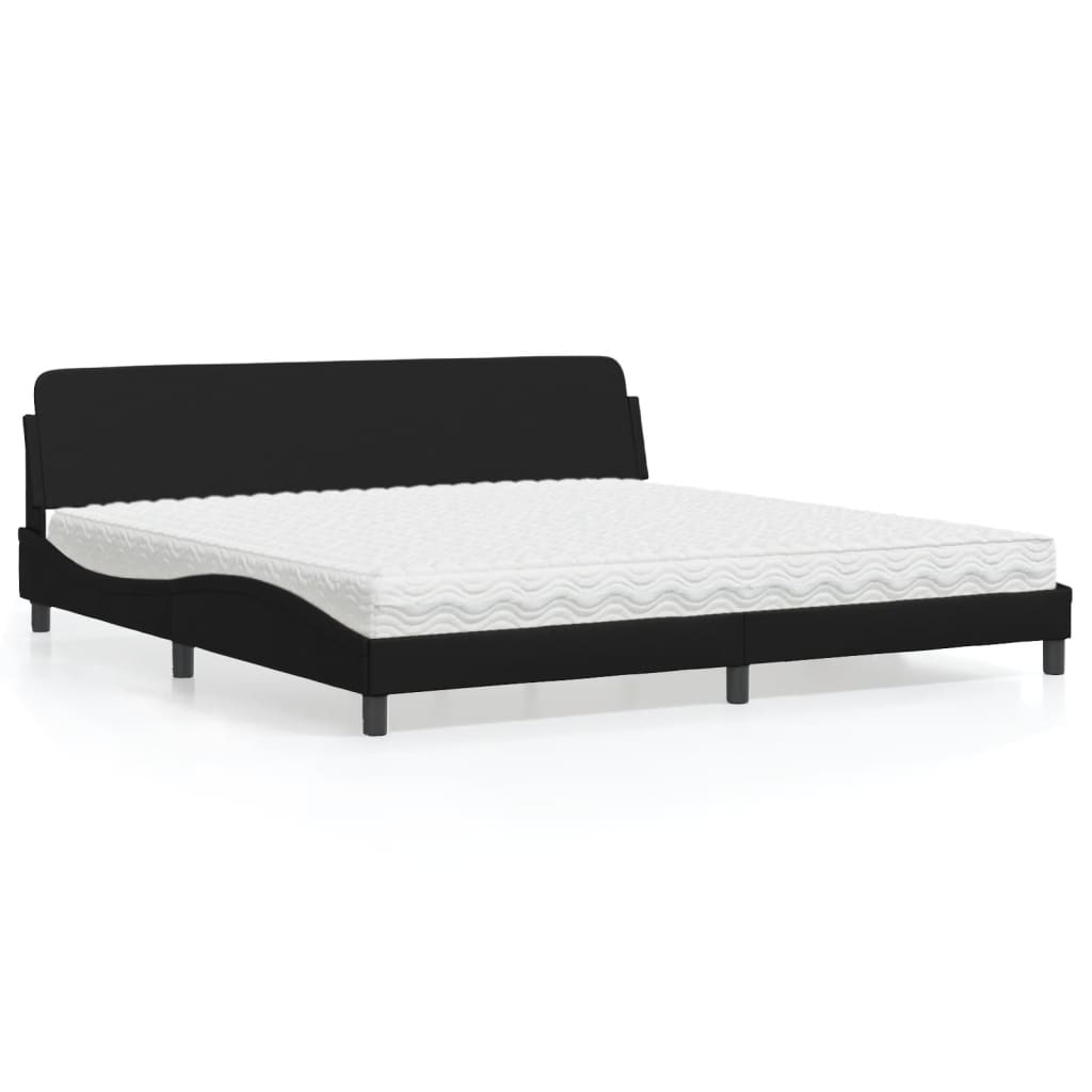 Schwarzes Kunstleder Bett mit Matratze 200x200
