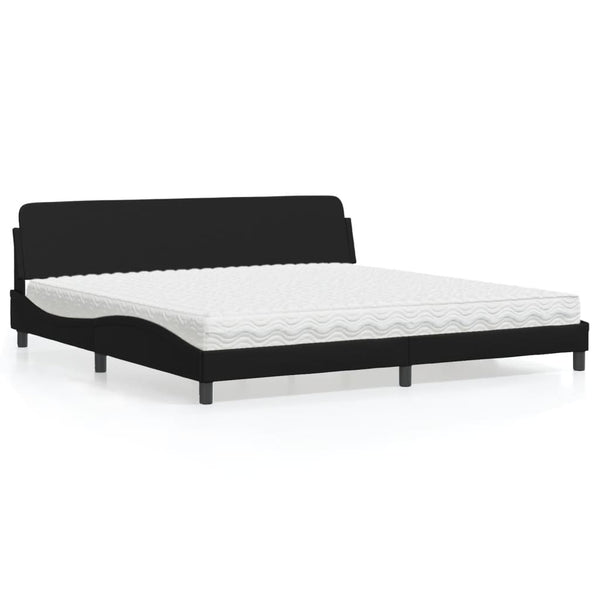 Schwarzes Kunstleder Bett mit Matratze 200x200